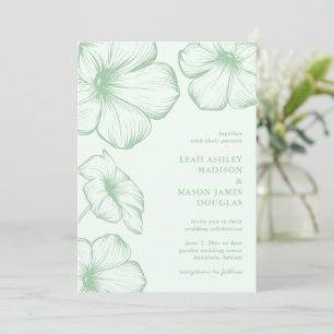 Modern Sage Green Floral Elegant Wedding Invitation
