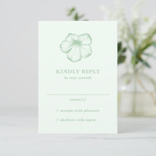 Modern Sage Green Floral Elegant Wedding RSVP Card