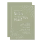 Modern Sage Green Foliage Outline Bridal Shower