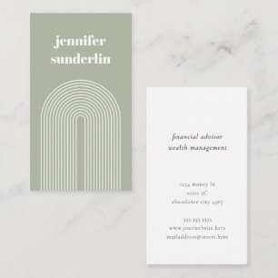 Modern Sage Green Geometric Arch Business Card