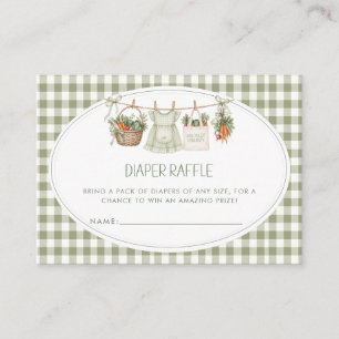 Modern Sage Green Gingham Baby Shower Enclosure Card