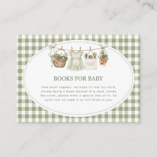 Modern Sage Green Gingham Baby Shower Enclosure  Card