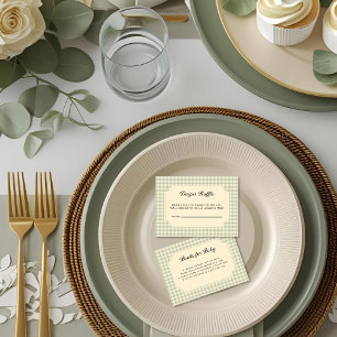 Modern Sage Green Gingham Baby Shower Enclosure Card