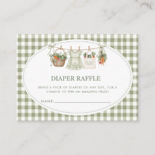 Modern Sage Green Gingham Baby Shower Enclosure Card