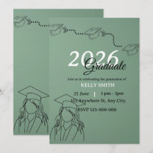 Modern Sage Green GIRL Minimalist Graduation