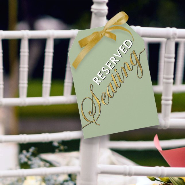 Modern Sage Green Gold Reserved Seating Large Tag (Creator Uploaded)
