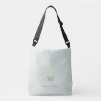 Modern Sage Green Gold Script Monogram