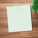Modern Sage Green Gold Script Monogram Notepad<br><div class="desc">A modern,  elegant monogram design with gold handwritten minimalist script typography and sans serif block typography on an elegant pale pastel sage green background. The monogram and name can be easily personalised.</div>