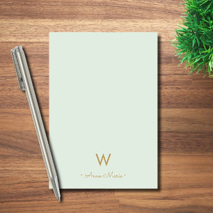 Modern Sage Green Gold Script Monogram Post-it Notes