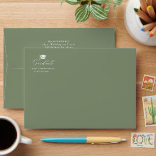 Modern sage Green Graduate  Graduation Envelope
