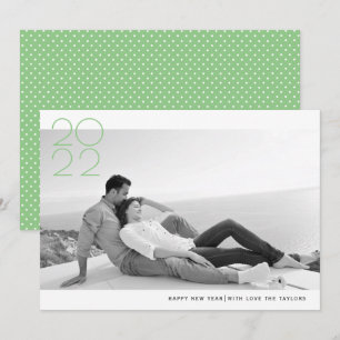 Modern sage green Happy New Year 2022 photo Holiday Card