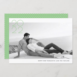 Modern sage green Happy New Year 2022 photo Holiday Card