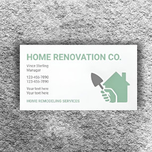 Modern Sage Green Home Renovation Contractor  Business Card