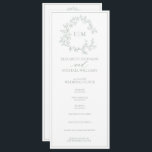 Modern Sage Green Leafy Crest Monogram Wedding Programme<br><div class="desc">We're loving this trendy, modern sage green a formal wedding ceremony program hand fan! Simple, elegant, and oh-so-pretty, it features a hand drawn leafy wreath encircling a modern wedding monogram. It is personalised in elegant typography, and accented with hand-lettered calligraphy. Finally, it is trimmed in a delicate frame. To make...</div>