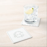 Modern Sage Green Leafy Crest Monogram Wedding Square Paper Coaster<br><div class="desc">A unique wedding coaster! We're loving this trendy, modern sage green wedding design! Simple, elegant, and oh-so-pretty, it features a hand drawn leafy wreath encircling a modern wedding monogram. It is personalised in elegant typography. Finally, it is trimmed in a delicate frame. Veiw suite here: https://www.zazzle.com/collections/sage_green_leafy_crest_monogram_wedding_invitation-119735143483526238 Contact designer for matching...</div>