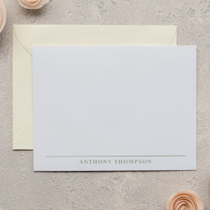 Modern Sage Green Line Stationery Card