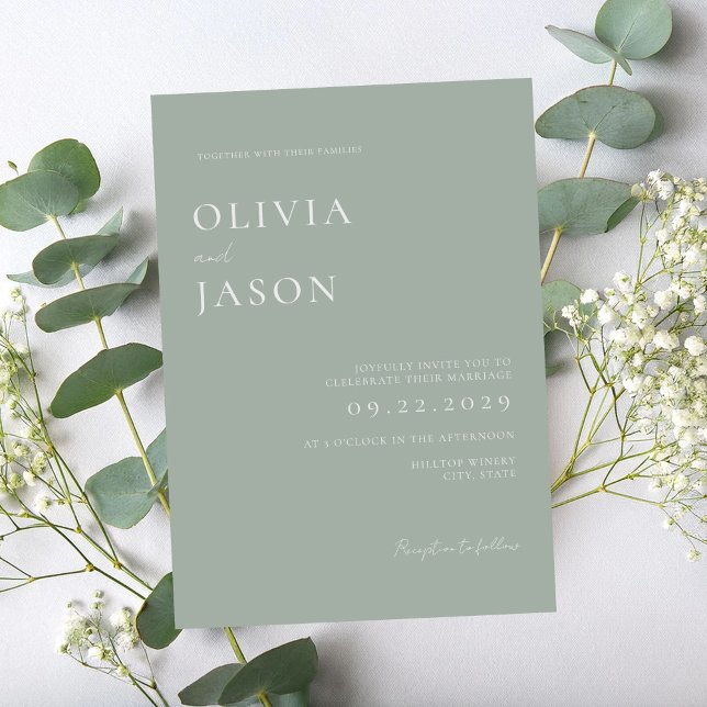 Modern Sage Green Minimal Wedding Invitation (Creator Uploaded)