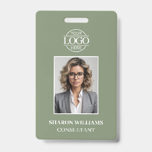 Modern Sage Green Minimalist Employee Photo ID Badge