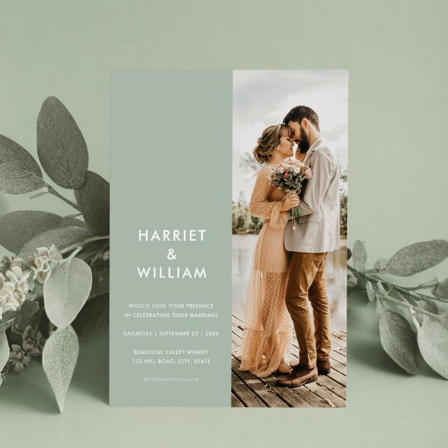 Modern Sage Green Minimalist Wedding Invitation (Creator Uploaded)