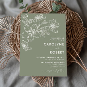 Modern Sage Green Minimalist Wedding Invitation