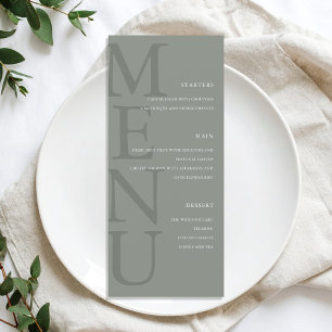 Modern Sage Green Minimalist Wedding Menu