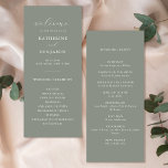 Modern Sage Green Minimalist Wedding Programme<br><div class="desc">Create your own personalised wedding programs featuring modern typography and minimalist design in sage green colour.</div>