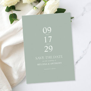 Modern Sage Green Minimalist Wedding Save The Date