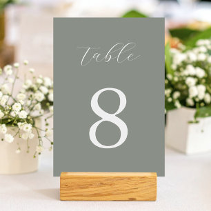 Modern Sage Green Minimalist Wedding Table Number