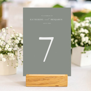 Modern Sage Green Minimalist Wedding  Table Number