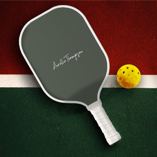 Modern Sage Green Monogram Bridesmaid Bridal Pickleball Paddle
