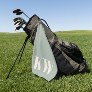 Modern Sage Green Monogram Initials Personalised Golf Towel