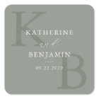 Modern Sage Green Monogram Minimalist Wedding