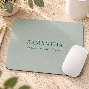 Modern Sage Green Name Positive Quote Mouse Pad