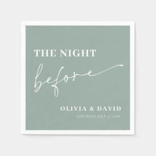 Modern Sage Green Night Before Rehearsal Dinner Napkin