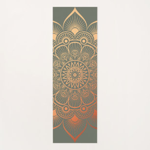 Modern Sage Green Peach Mandala Yoga Mat