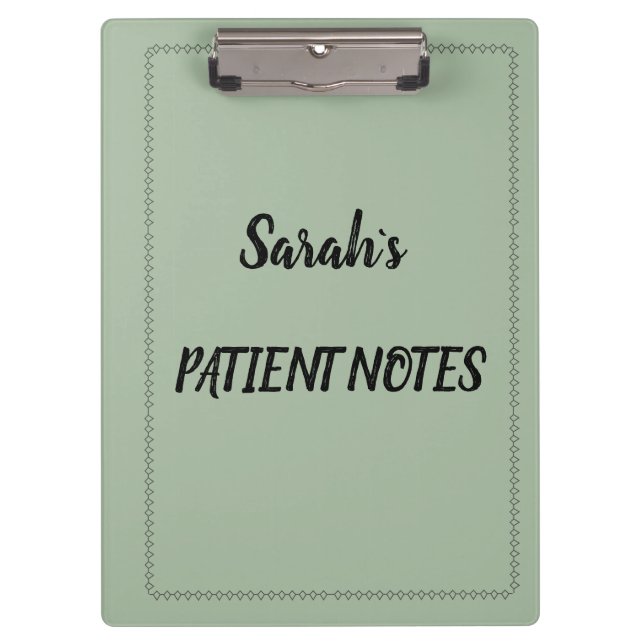 Modern Sage Green Personalised Clipboard (Front)
