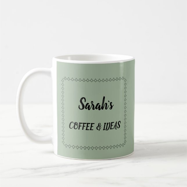 Modern Sage Green Personalised Coffee Mug (Left)