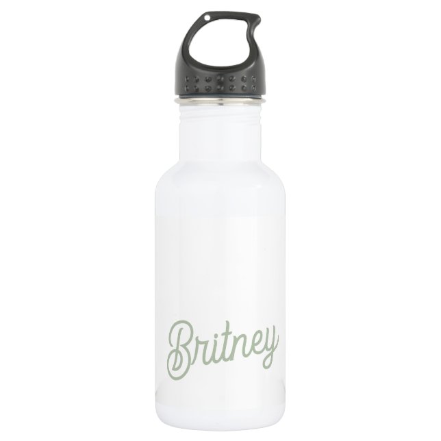 Modern Sage Green Personalised Monogram and Name  532 Ml Water Bottle (Front)