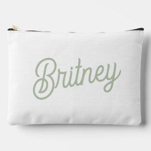 Modern Sage Green Personalised Monogram and Name Accessory Pouch