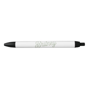 Modern Sage Green Personalised Monogram and Name  Black Ink Pen