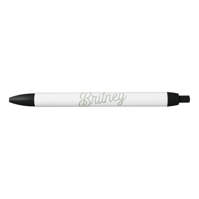 Modern Sage Green Personalised Monogram and Name  Black Ink Pen (Front)