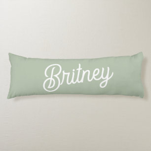 Modern Sage Green Personalised Monogram and Name  Body Cushion