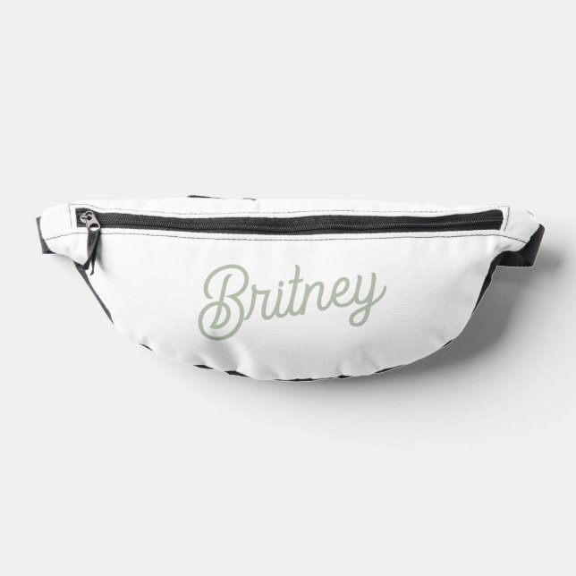 Modern Sage Green Personalised Monogram and Name  Bum Bags (Lay Down)