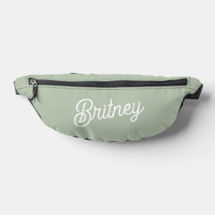 Modern Sage Green Personalised Monogram and Name Bum Bags