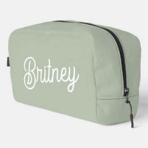 Modern Sage Green Personalised Monogram and Name  Dopp Kit