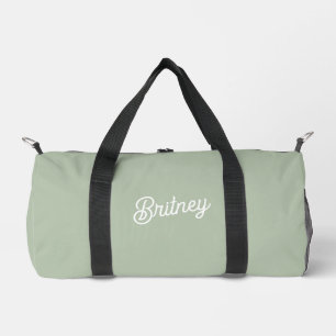 Modern Sage Green Personalised Monogram and Name  Duffle Bag