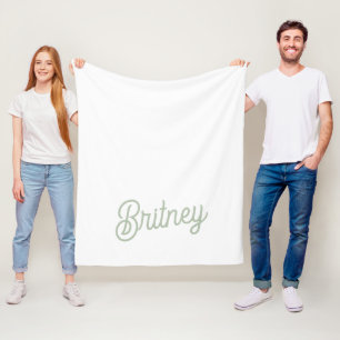 Modern Sage Green Personalised Monogram and Name  Fleece Blanket