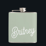 Modern Sage Green Personalised Monogram and Name  Hip Flask<br><div class="desc">The Modern Sage Green Personalised Monogram and Name Flask is a sleek and stylish accessory perfect for carrying your favourite beverages. With its modern sage green colour, it features personalised monogram and name details, offering a touch of elegance and uniqueness. Ideal for gifts or personal use, this flask combines functionality...</div>