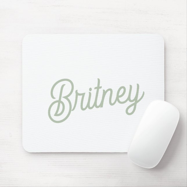 Modern Sage Green Personalised Monogram and Name  Mouse Pad (With Mouse)
