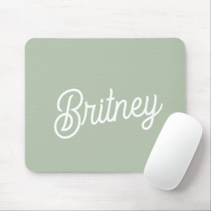Modern Sage Green Personalised Monogram and Name  Mouse Pad